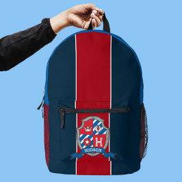 Hudson Name bedeutet Red Blue Ritter sheild Bedruckter Rucksack
