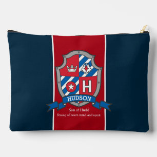 Hudson Name bedeutet rotes blaues RitterWappen Zubehörtasche