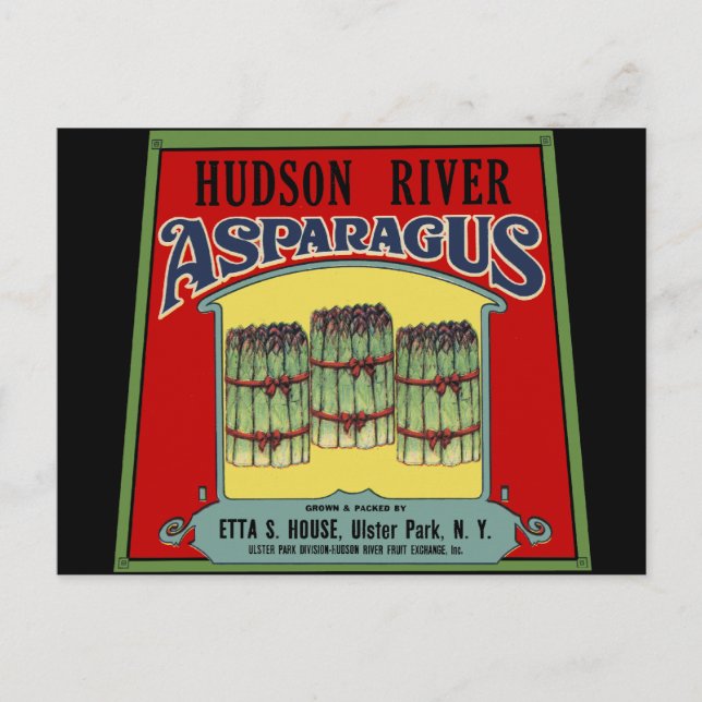 Hudson River Asparagus Label Postkarte (Vorderseite)