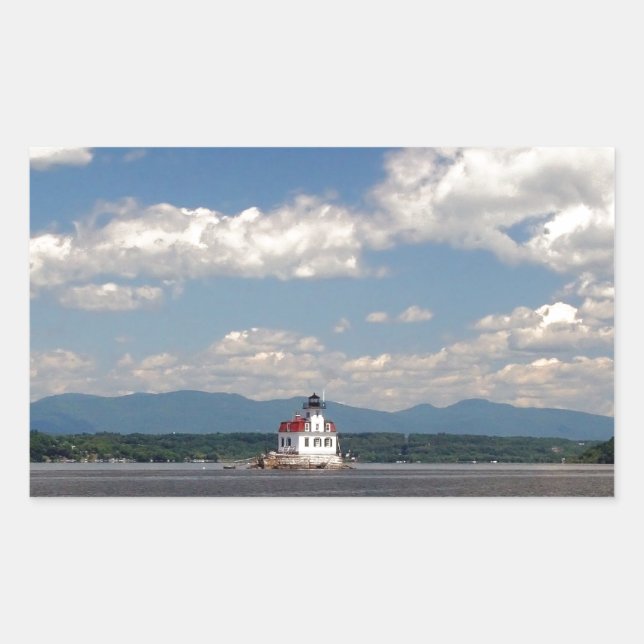 Hudson River Lighthouse Rechteckiger Aufkleber (Vorderseite)