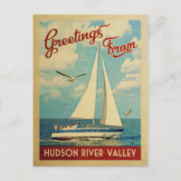 Hudson River Valley Sailboat Vintage Travel NY