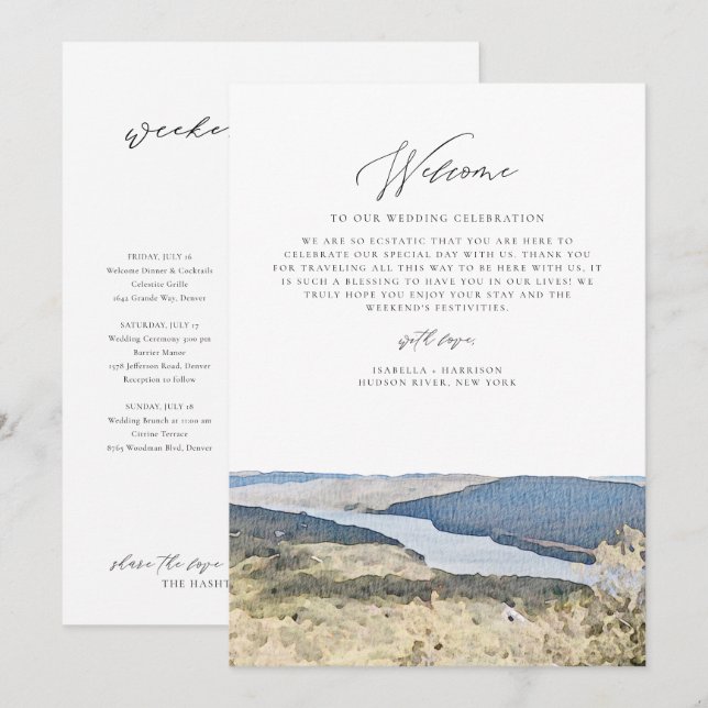 HUDSON RIVER Welcome Letter Timeline Wedding Card Einladung (Vorne/Hinten)