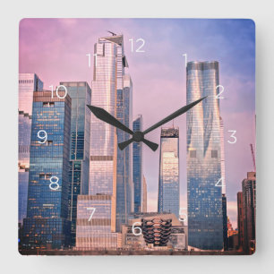 Hudson Yard Manhattan New York City Numbers Quadratische Wanduhr