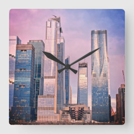 Hudson Yard Manhattan New York Cityscape Quadratische Wanduhr