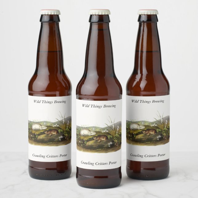 Hudson's Bay (Ungava Collared) Lemming von Audubon Bierflaschenetikett (Flaschen)