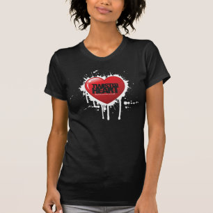 Hue et cri - coeur tordu - T-shirt noir de filles