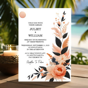 Hue Orange 70er 80er 90er Pink Peach Colorful Wedd Einladung