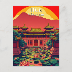 Hue Vietnam Pagode Reise Retro Postkarte
