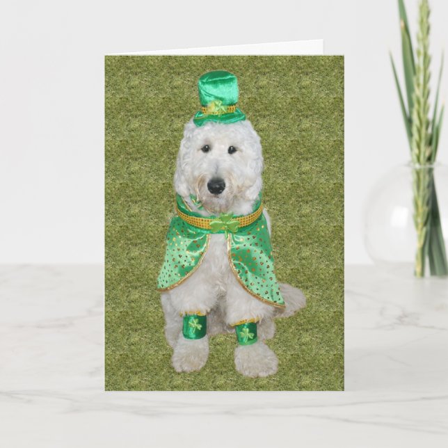 Huey McGoldendoodle St. Patrick's Day card Karte (Vorderseite)