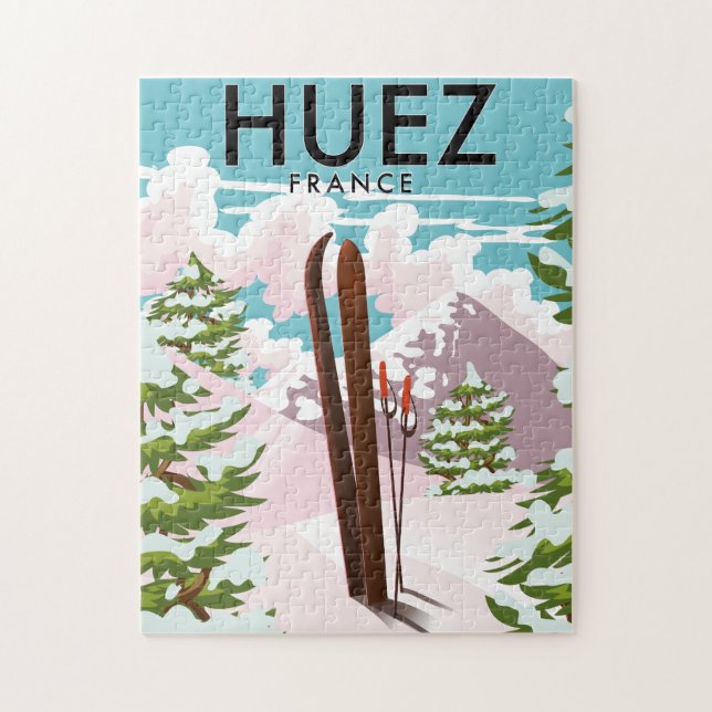 Huez France Retro Skiposter (Vertikal)
