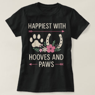 Hufe Pfoten Blumen Pferd Hund Scheunen Leben Fraue T-Shirt