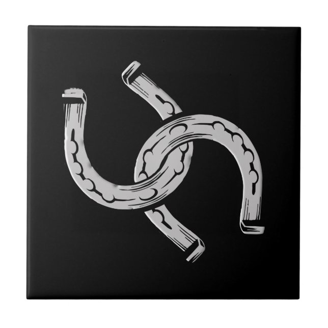 Hufeisen auf Schwarz Fliese (Vorderseite)