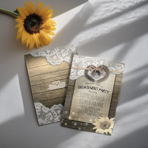 Hufeisen Burlap Lace Sunflowers Engagement Party Einladung