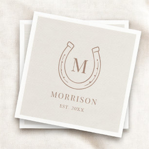 Hufeisen Country Western Monogram Hochzeit Serviette