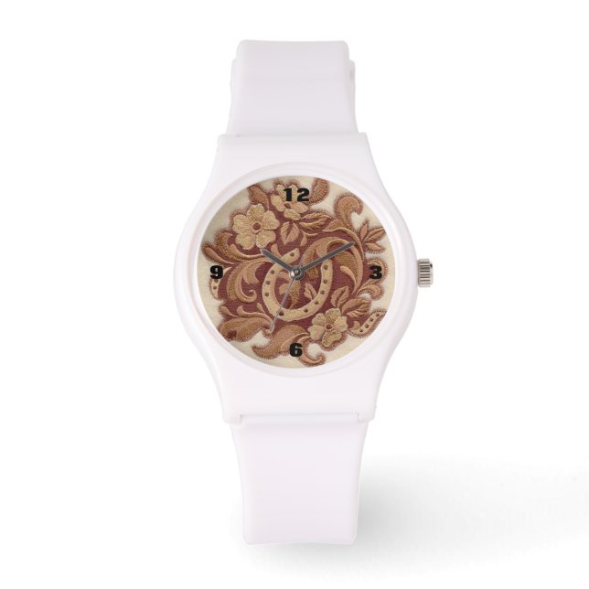 Hufeisen-Cowgirl Western Armbanduhr (Vorderseite)
