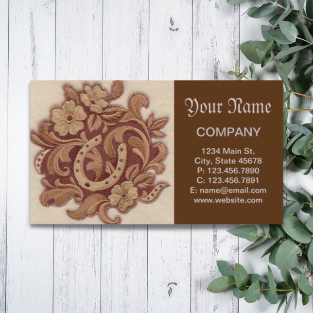 Hufeisen-Cowgirl Western Visitenkarte (rustic horseshoe cowgirl western country floral business card)