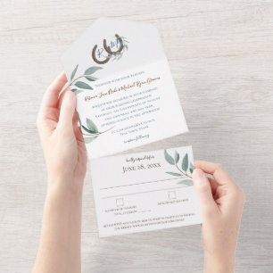 Hufeisen Monogram Elegant Botanische Hochzeit Alle All In One Einladung