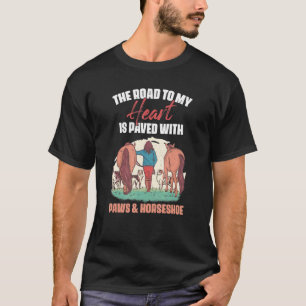Hufeisen Pfotenabdruck Landleben für Pferd Hund T-Shirt