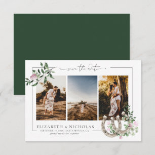 Hufeisen Shamrock Grün   3 Foto-Hochzeit Save The Date