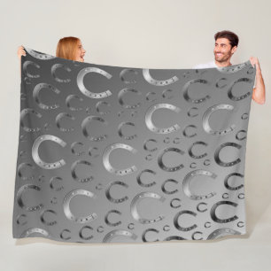 Hufeisen, Silber, Muster grau, Glück, Muster, grau Fleecedecke