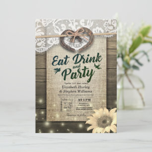 Hufeisen Sonnenblume Holz EAT Trinken & Party Hoch Einladung