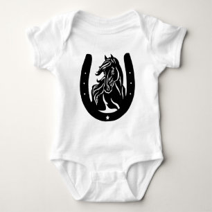 Hufeisen und Pferdekopf Baby Strampler