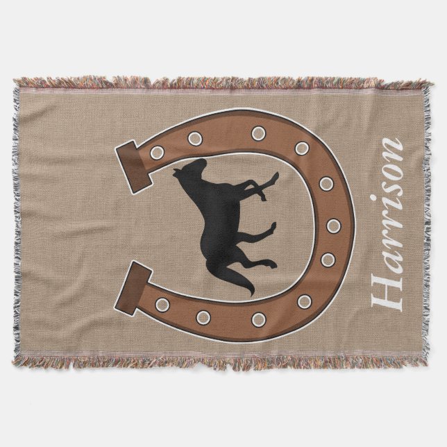 Hufeisen und Schwarzhorse-Monogramm-Keule Decke (Vorderseite)