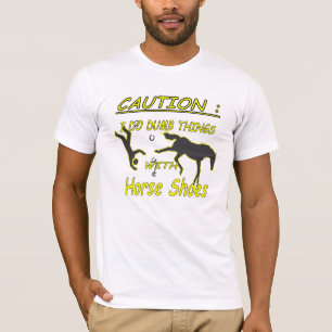 Hufeisen-Vorsicht-amerikanisches KleiderT-Shirt T-Shirt