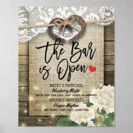 Hufeisen Wood Wedding Bar is Open Drink Menu Poster