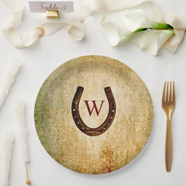 Hufeisenpapier-Mit Monogramm Teller (Hochzeit)