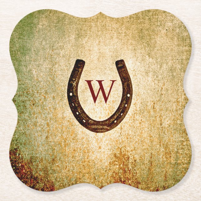 Hufeisenpapier Mit Monogramm Untersetzer (Vorderseite)