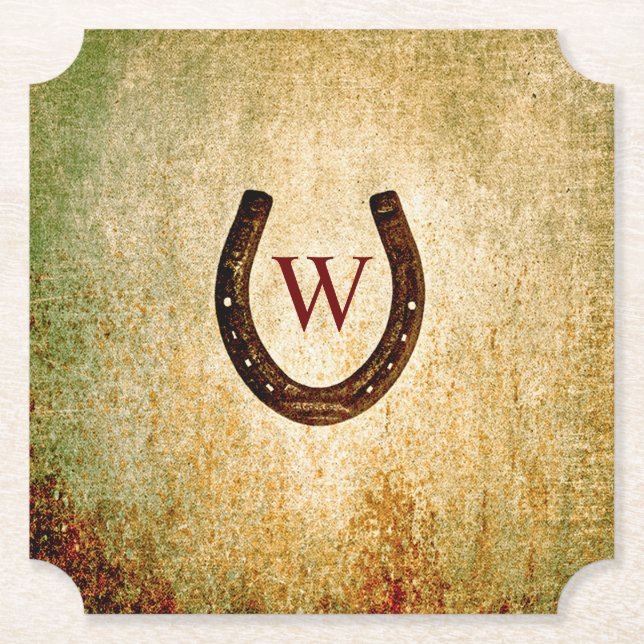 Hufeisenpapier Mit Monogramm Untersetzer (Vorderseite)