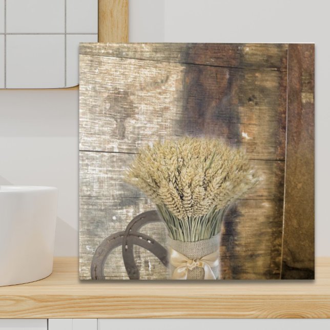 Hufeisenweizen Western Fliese (Wooden Barrel western country horseshoe wheat Tile)