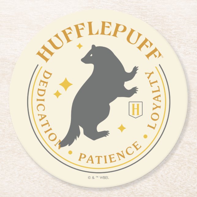 HUFFLEPUFF™ Badger House Pride Abzeichen Runder Pappuntersetzer (Vorderseite)