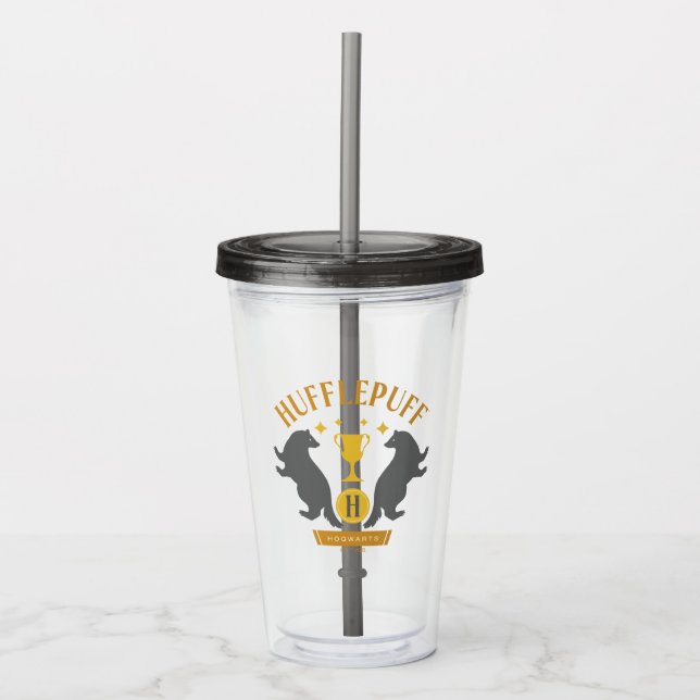 HUFFLEPUFF™ Badger und Cup House Pride Grafik Acryltrinkbecher (Vorderseite)