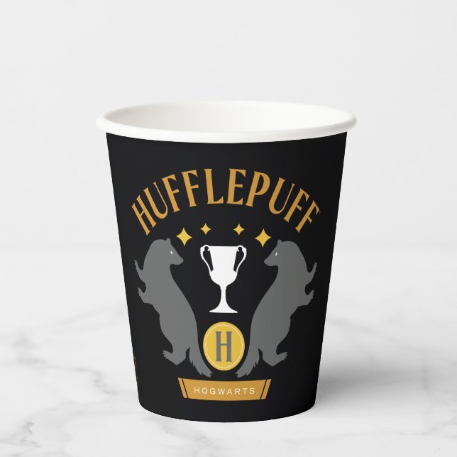 HUFFLEPUFF™ Badger und Cup House Pride Grafik Pappbecher (Vorderseite)
