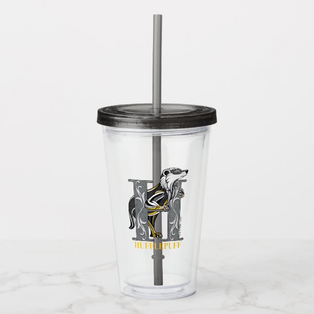 HUFFLEPUFF™ Crosshatched Emblem Acryltrinkbecher (Vorderseite)