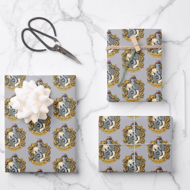 Hufflepuff Wappen Geschenkpapier Set (Vorderseite)