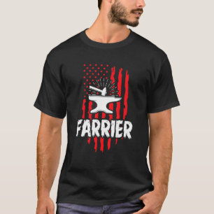 Hufschmied Flagge Arbeit Werkzeug Hufeisen Hufbesc T-Shirt
