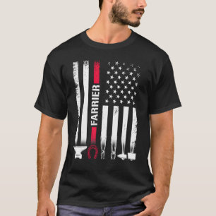 Hufschmied USA-Flagge Hufeisen Hufschneiden Equine T-Shirt