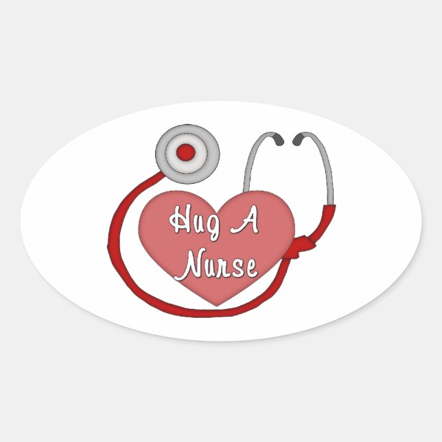 Hug A Nurse Ovaler Aufkleber (Vorderseite)