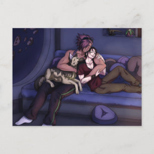 Hug-Karte für die Weltraumfamilie Postkarte