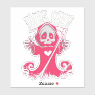 Hug Me Pink Grimreaper Ghost Aufkleber