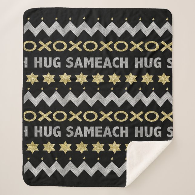 Hug Sameach Sherpa Hanukkah Blanket/Mittel Sherpadecke (Vorderseite)