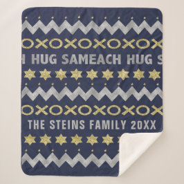 HUG SAMEACH Sherpa Hanukkah Blanket/Mittel Sherpadecke