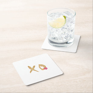 Hug und Kiss Lips XO Square Paper Untersetzer