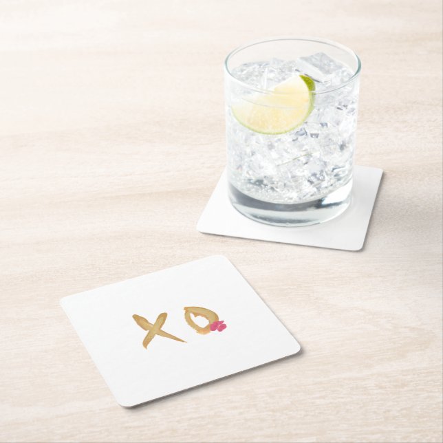 Hug und Kiss Lips XO Square Paper Untersetzer (Vor Ort)
