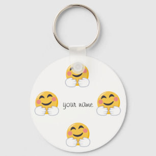 Hug und Liebe Emoji und '' Ihr Name hier " Schlüsselanhänger