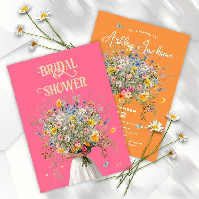 Huge Bouquet Bride Pink Orange Brautparty Invit Einladung (Von Creator hochgeladen)
