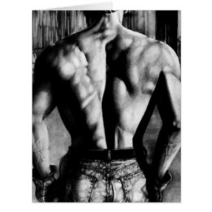 Huge Card Bodybuilder Torse Nu En Jean Serré